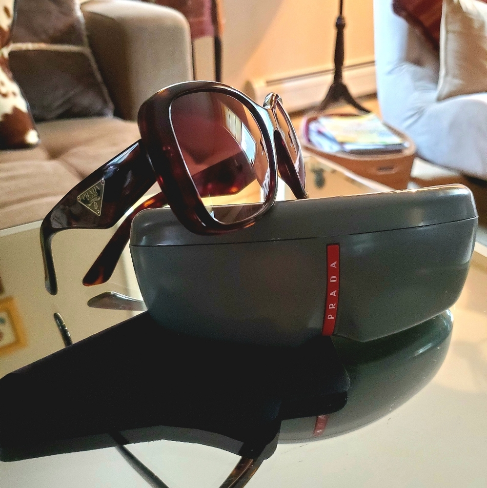 💯 PRADA PR 32PS Tortoise Logo Sunglasses